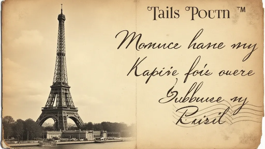 Antique postcard of the Eiffel Tower, Paris