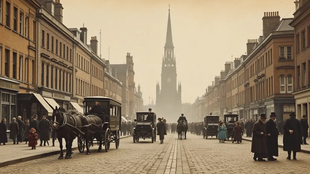Antique postcard of London in 1905.