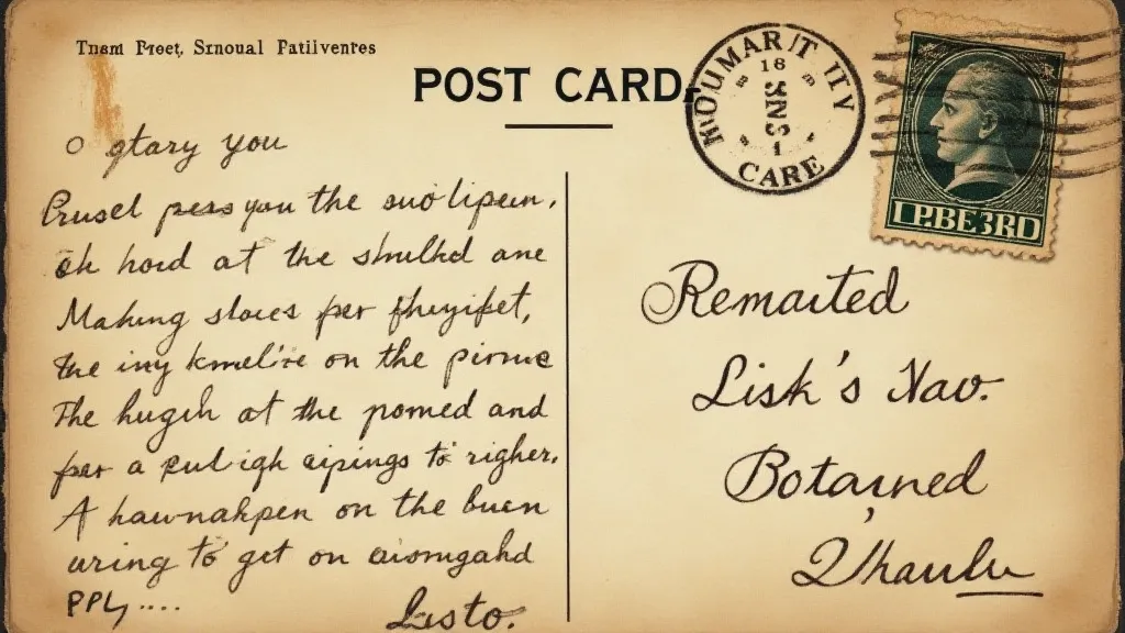 Reverse side of an antique postcard