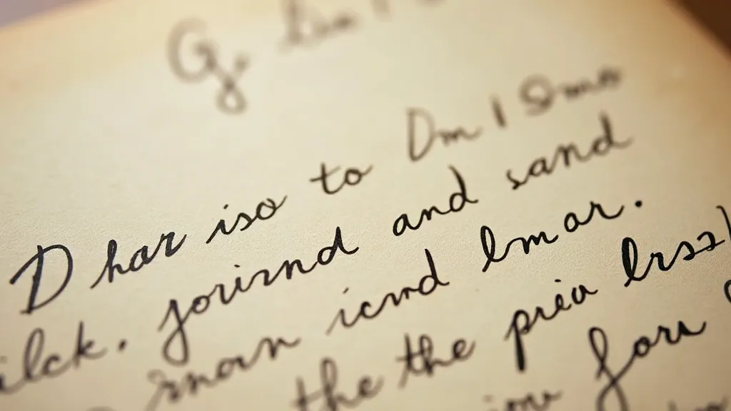 Handwritten message on vintage postcard back