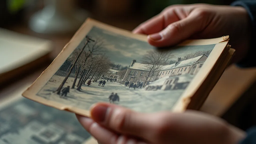 A collector examining an antique postcard